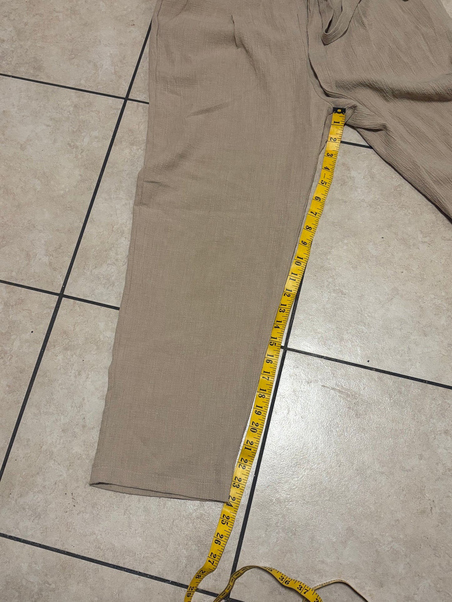 Cotton Candela Gauze Lounge Pants Womens M Taupe Drawstring Coastal Boho Resort