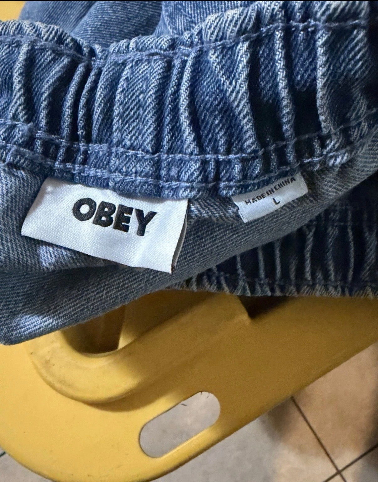 OBEY Denim Jogger Jeans Men’s Large Elastic Waist Streetwear Skate Baggy Y2K