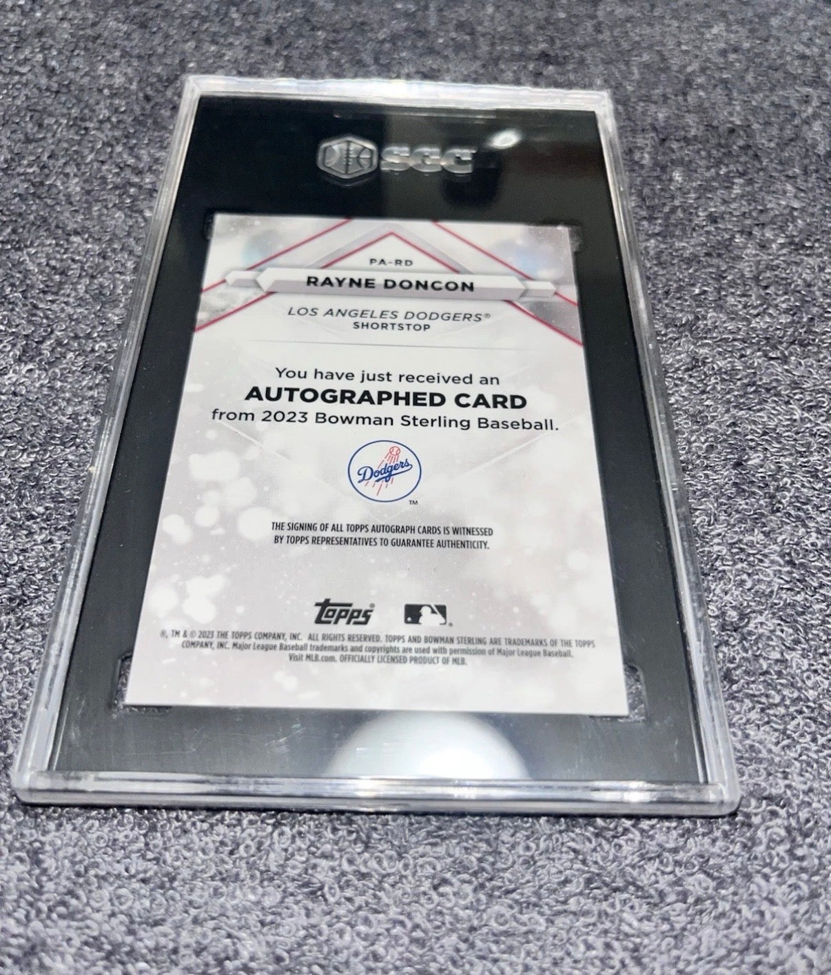 2023 Bowman Sterling Wayne Doncon Prospect Auto Black Lava 8/10 SGC 10 / 10