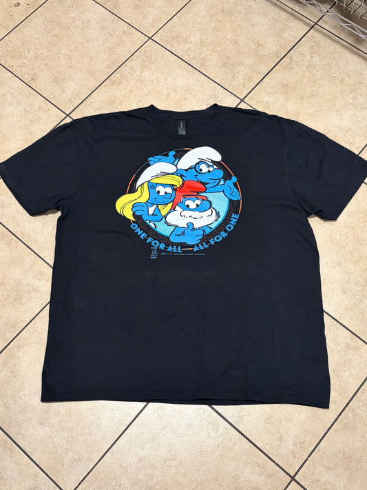 Smurfs Men’s Graphic T-Shirt One For All, All For One 2XL Black