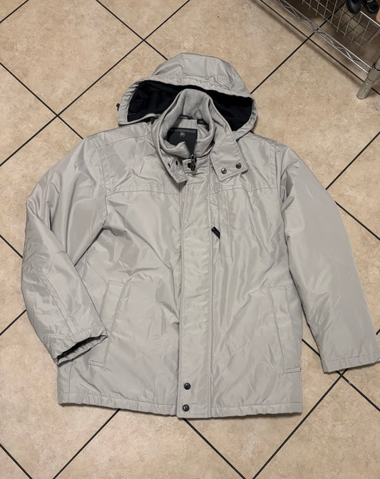 Weatherproof Men’s Hooded Jacket - Light Gray - Insulated - Full Zip Medium