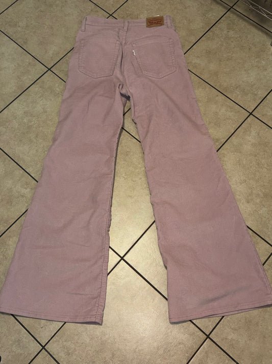 Levi’s Ribcage Bell Corduroy Pants 28 Pink High Rise Flare Y2K 70s