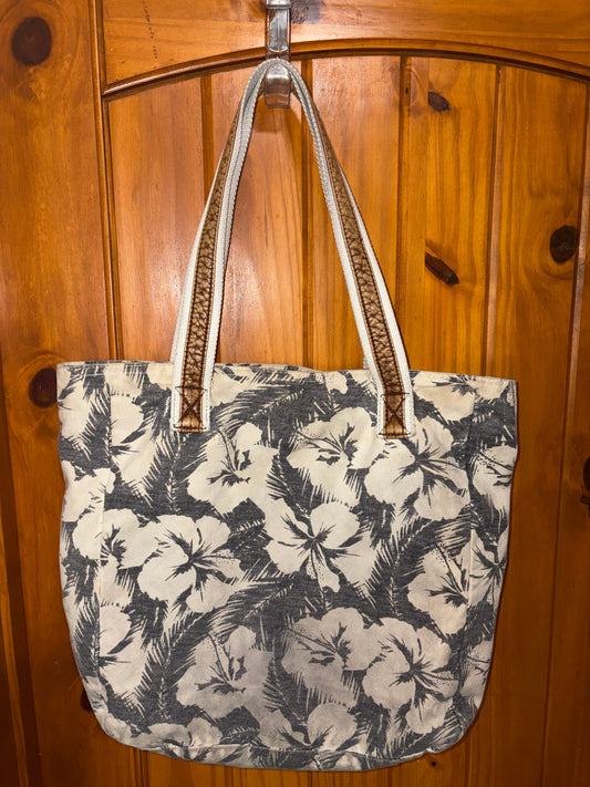 Aéropostale Tropical Floral Canvas Tote Bag Beach Shopper Hawaiian Palm Print