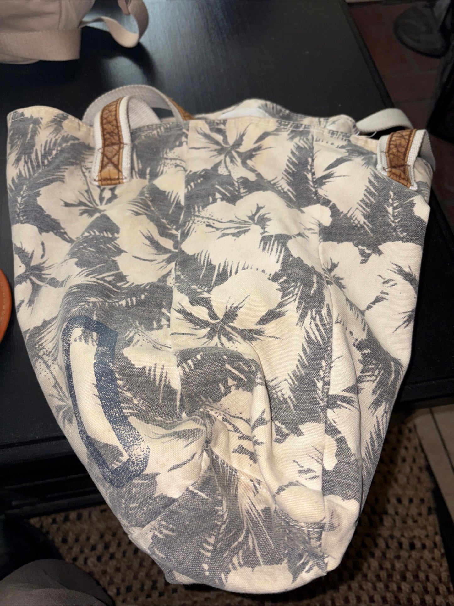 Aéropostale Tropical Floral Canvas Tote Bag Beach Shopper Hawaiian Palm Print