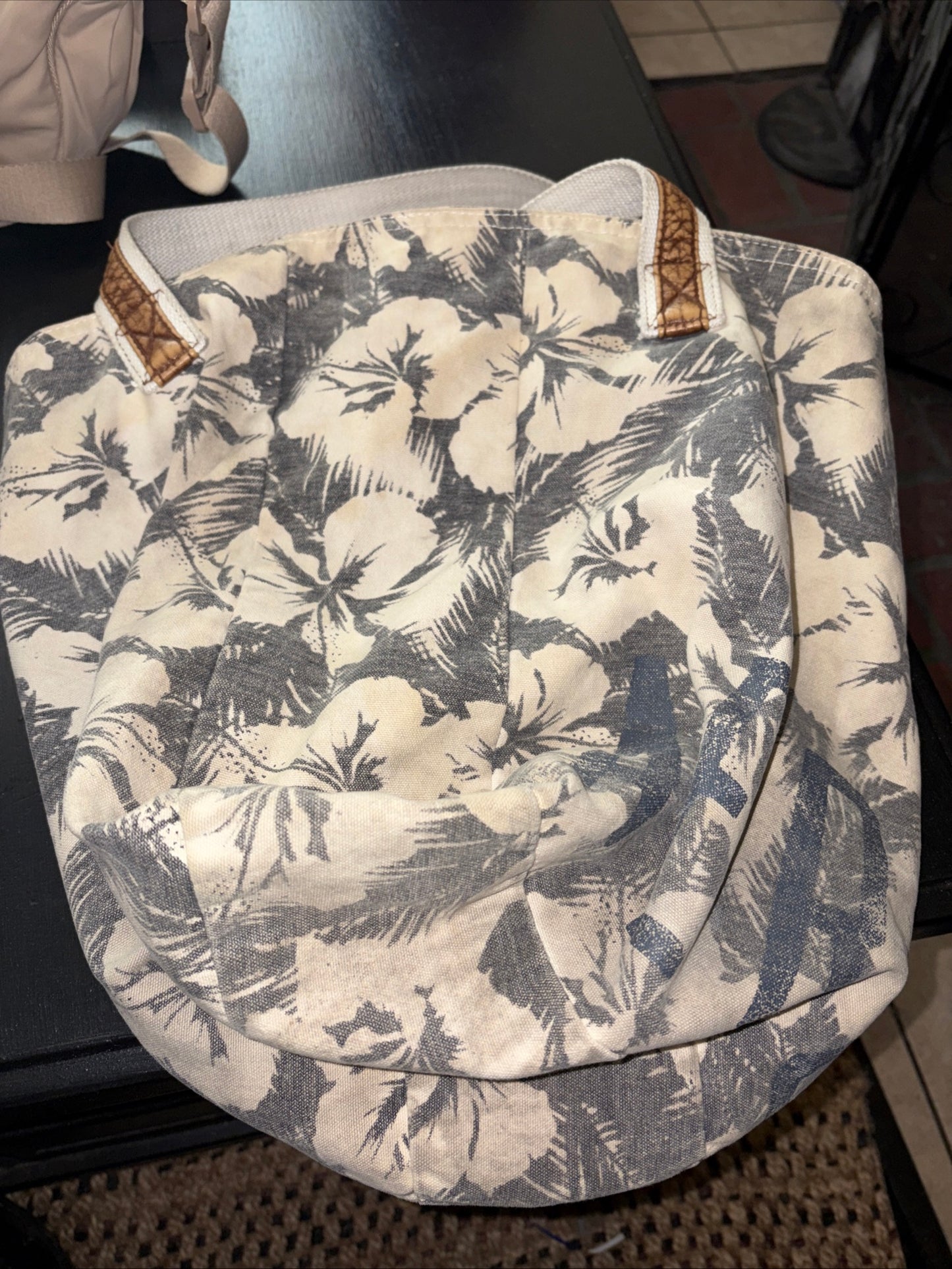 Aéropostale Tropical Floral Canvas Tote Bag Beach Shopper Hawaiian Palm Print