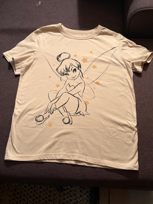 Disney Tinker Bell Fairy T-Shirt Women’s XS Beige Peter Pan Fairycore Disneycore