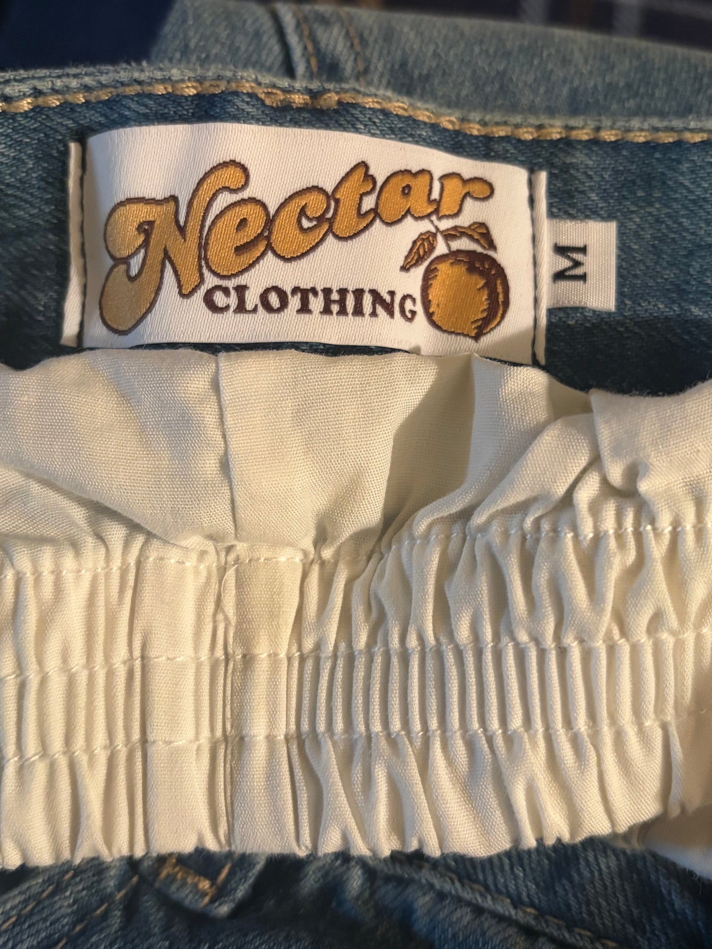 Nectar Clothing Jeans Womens 2 Elastic Waist Comfort Denim Wide Leg Blue