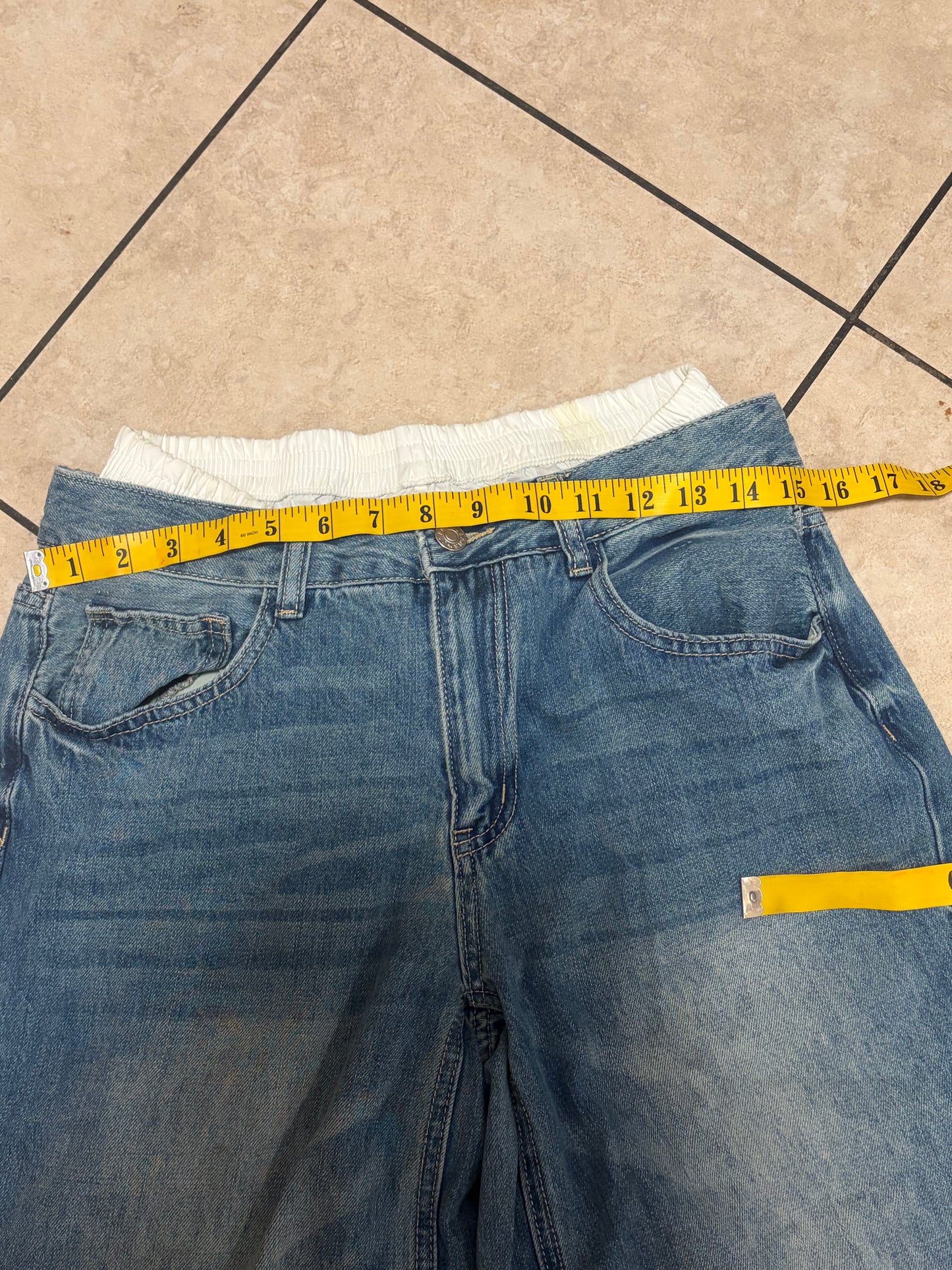 Nectar Clothing Jeans Womens 2 Elastic Waist Comfort Denim Wide Leg Blue