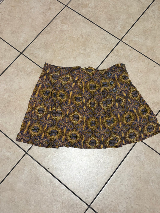 Sweet Pea Y2K Boho Wrap Mini Skirt Paisley Tapestry Festival Cottagecore
