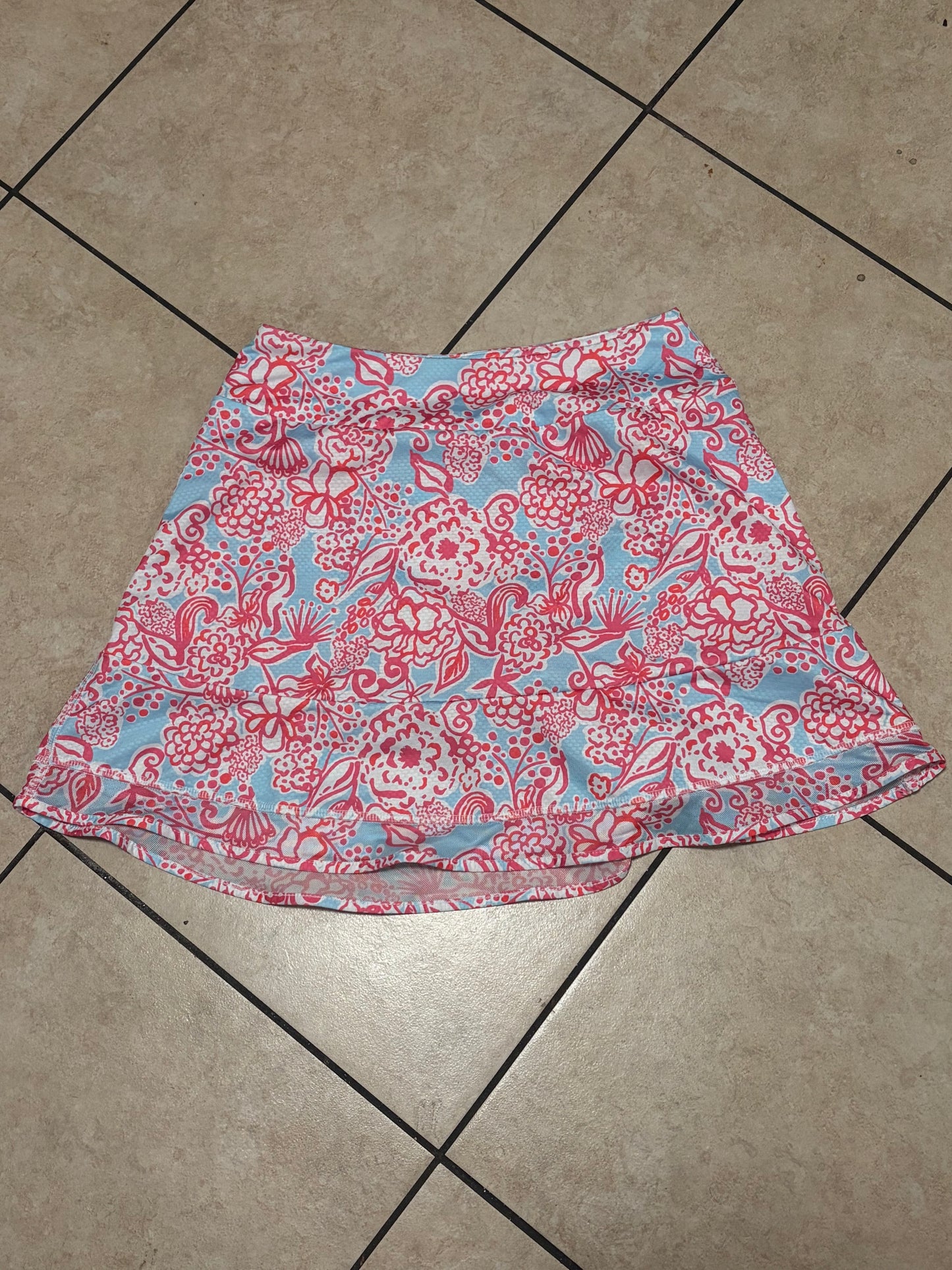 Gottex Y2K Floral Skort Tennis Mini Skirt Mesh Stretch Resortcore Pink Blue