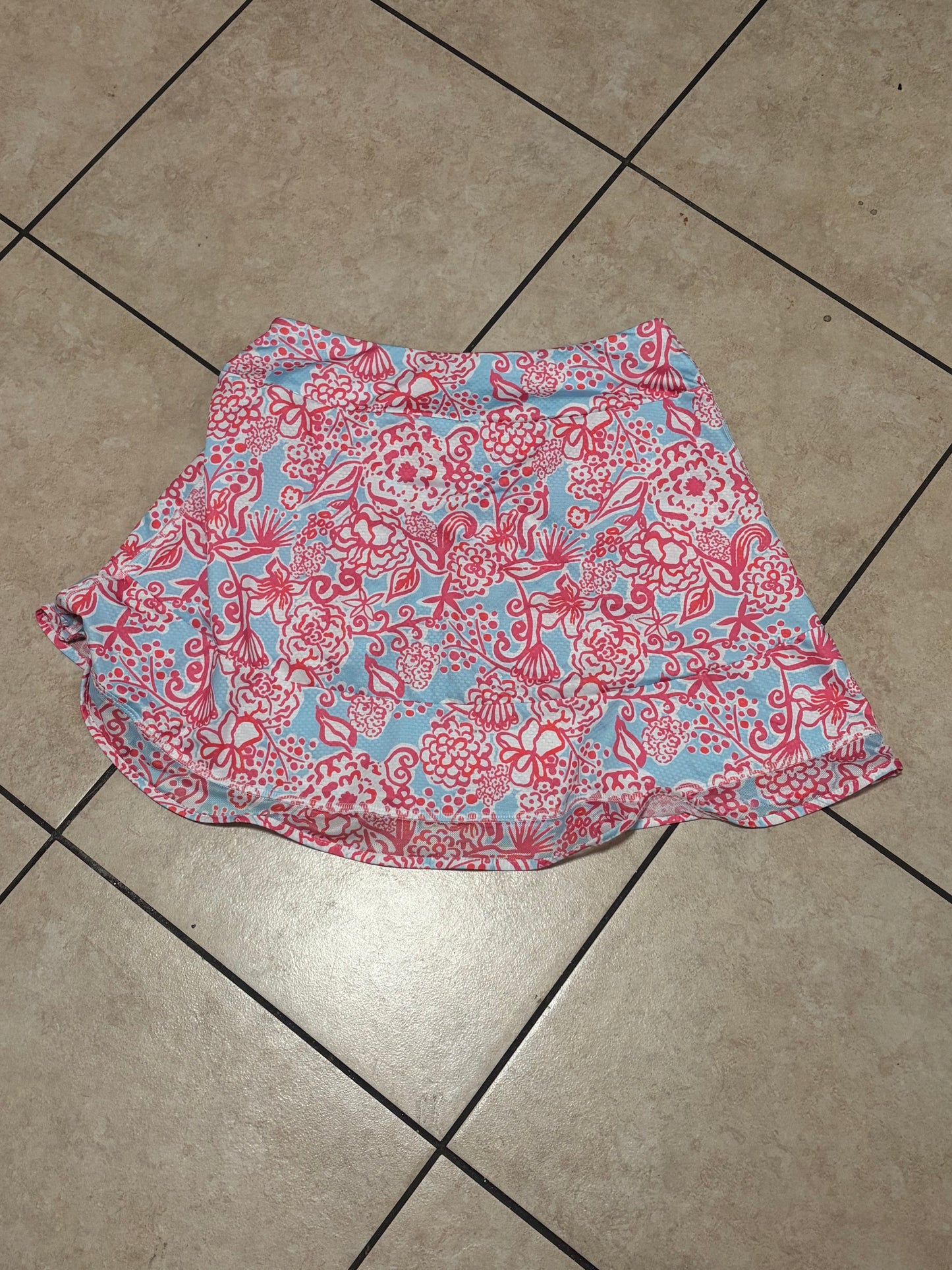 Gottex Y2K Floral Skort Tennis Mini Skirt Mesh Stretch Resortcore Pink Blue