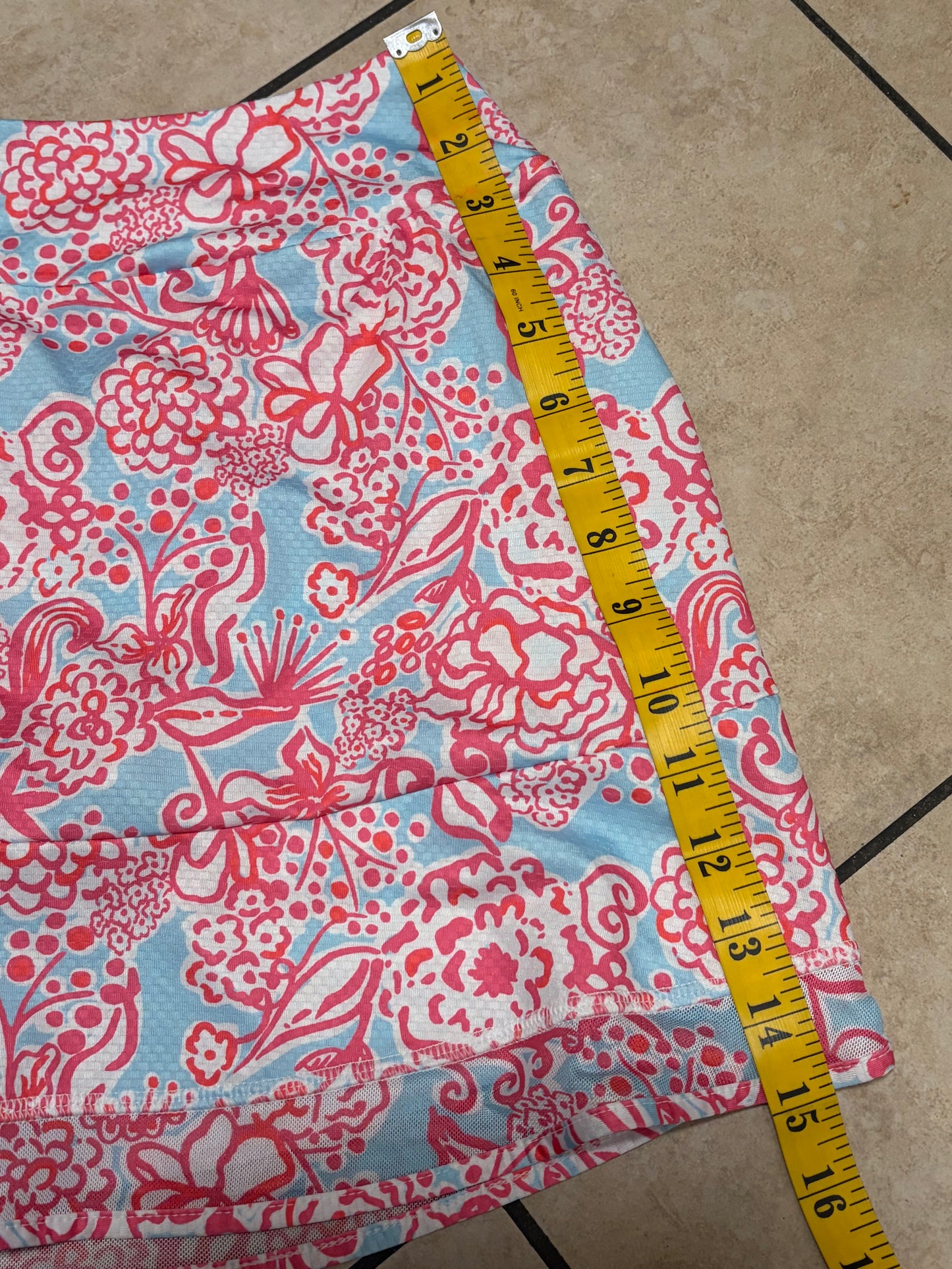 Gottex Y2K Floral Skort Tennis Mini Skirt Mesh Stretch Resortcore Pink Blue