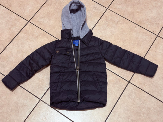 Perry Ellis Boy Toddler Down Puffer Jacket 3T Black Gray Hooded Winter Coat 3T