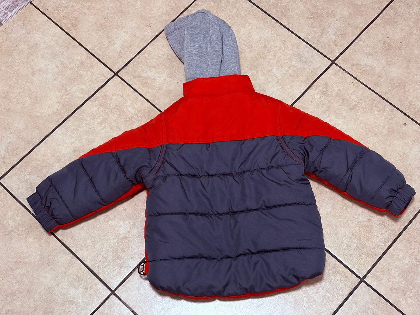 HK58 Hawk & Co Toddler Winter Puffer Jacket 18M Red Fleece Lined Hooded Coat