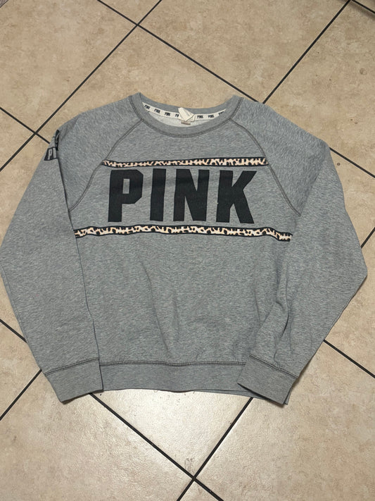 Victoria’s Secret PINK Crewneck Sweatshirt In Heather Grey Colorblock Medium