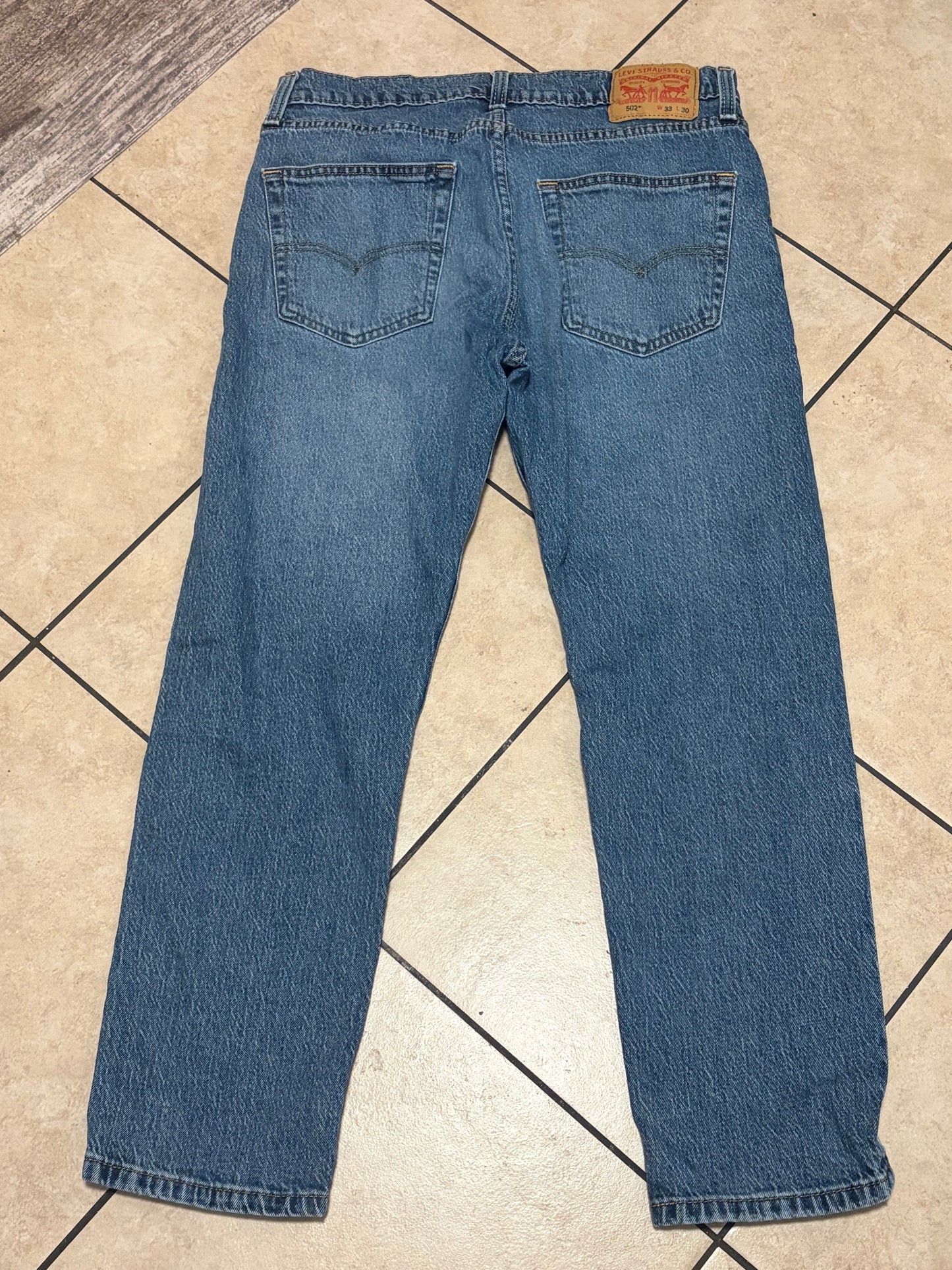 Levi’s 502 Regular Taper Jeans Men’s 33x30 Blue Denim Straight Tapered Fit