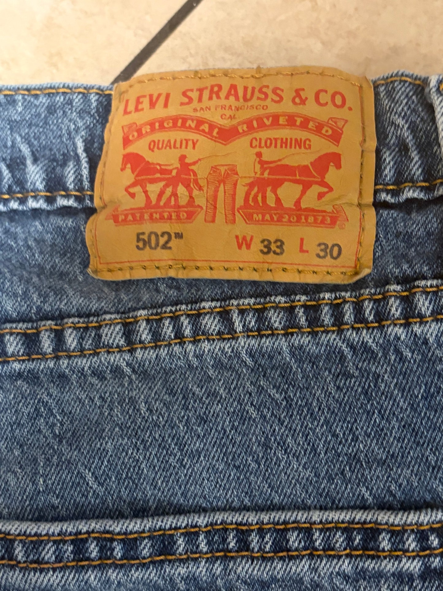 Levi’s 502 Regular Taper Jeans Men’s 33x30 Blue Denim Straight Tapered Fit