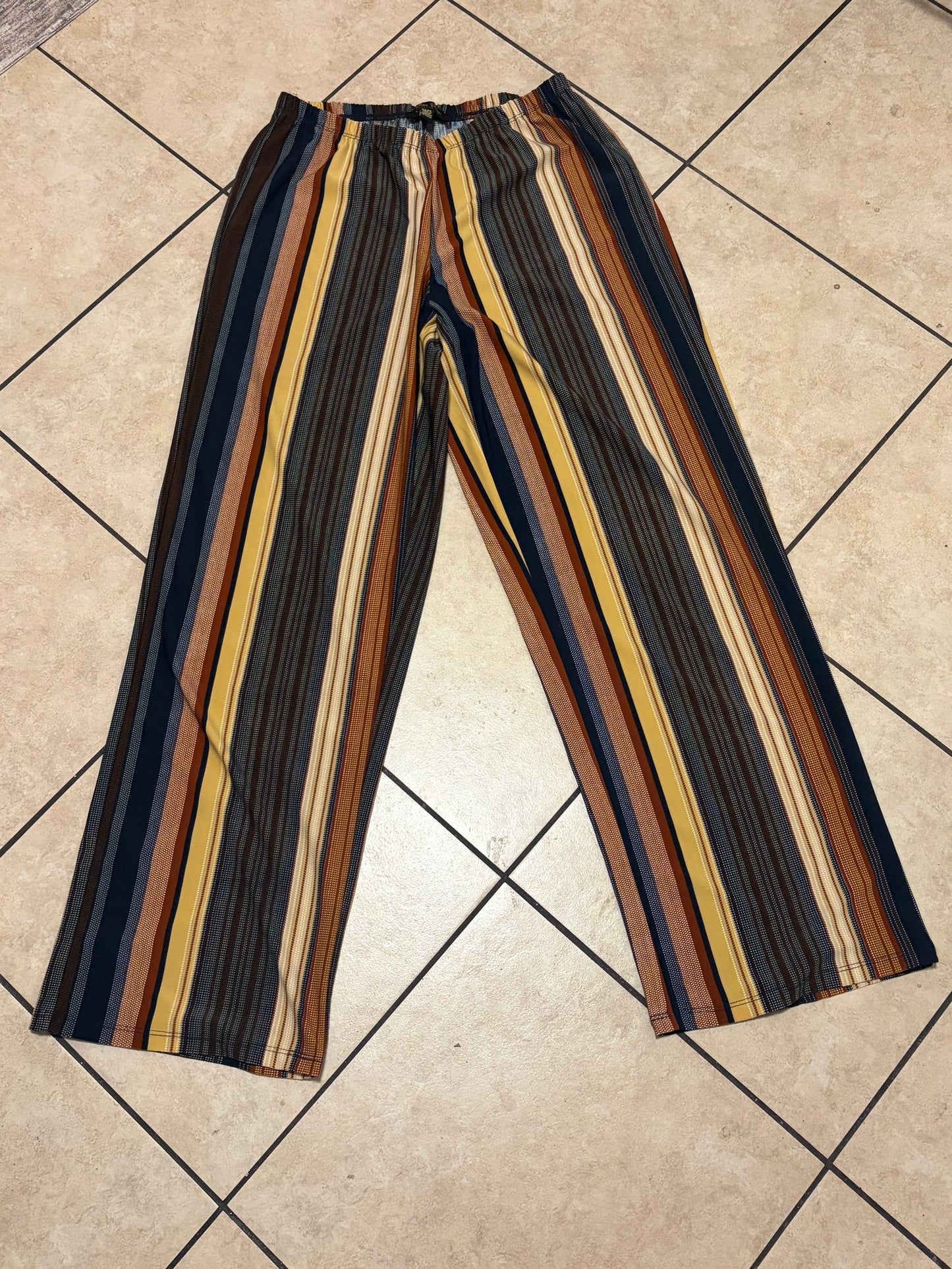 Melissa Paige Petite Boho Striped Wide Leg Pants PS Pull On Festival Y2K