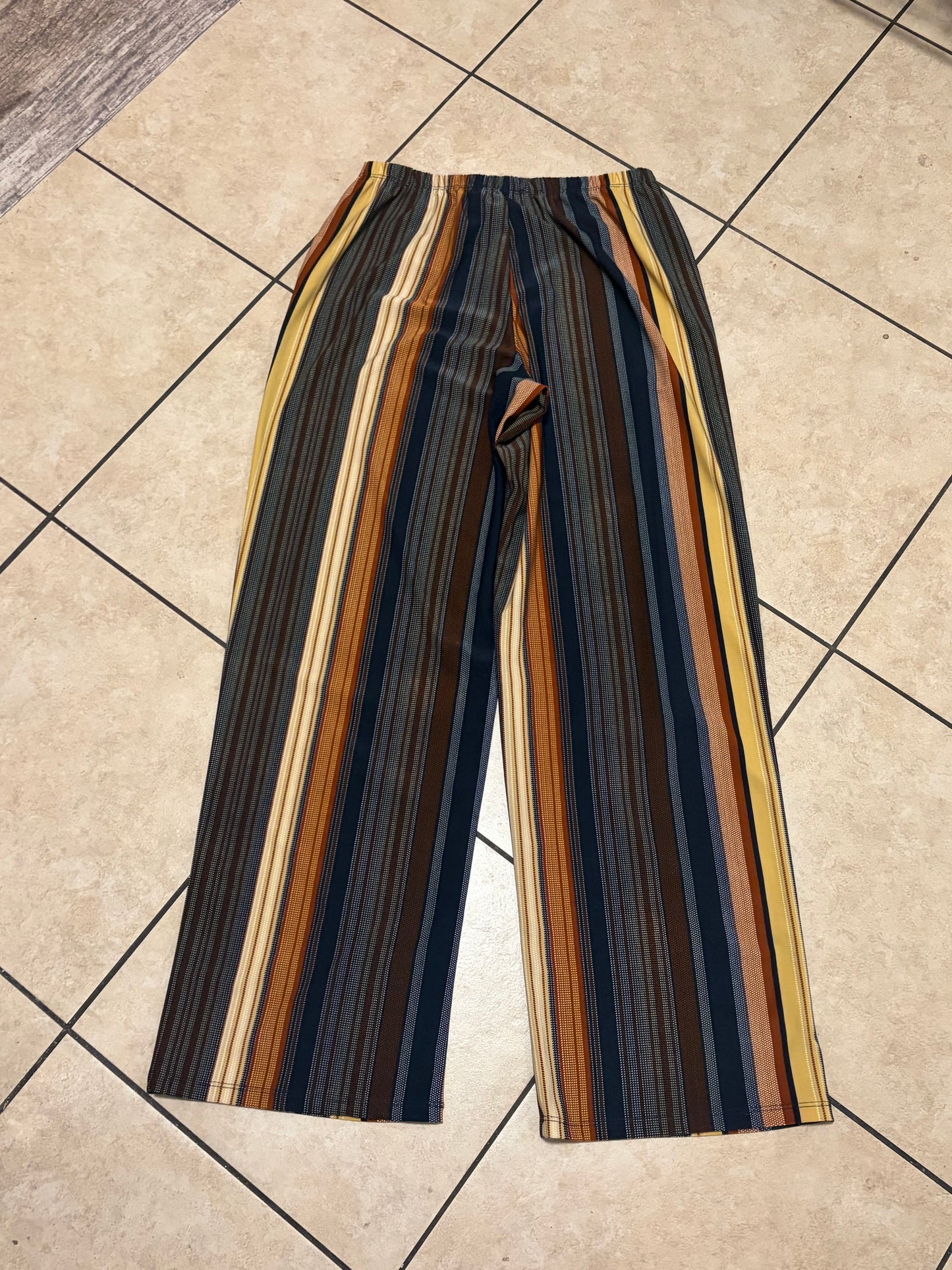 Melissa Paige Petite Boho Striped Wide Leg Pants PS Pull On Festival Y2K