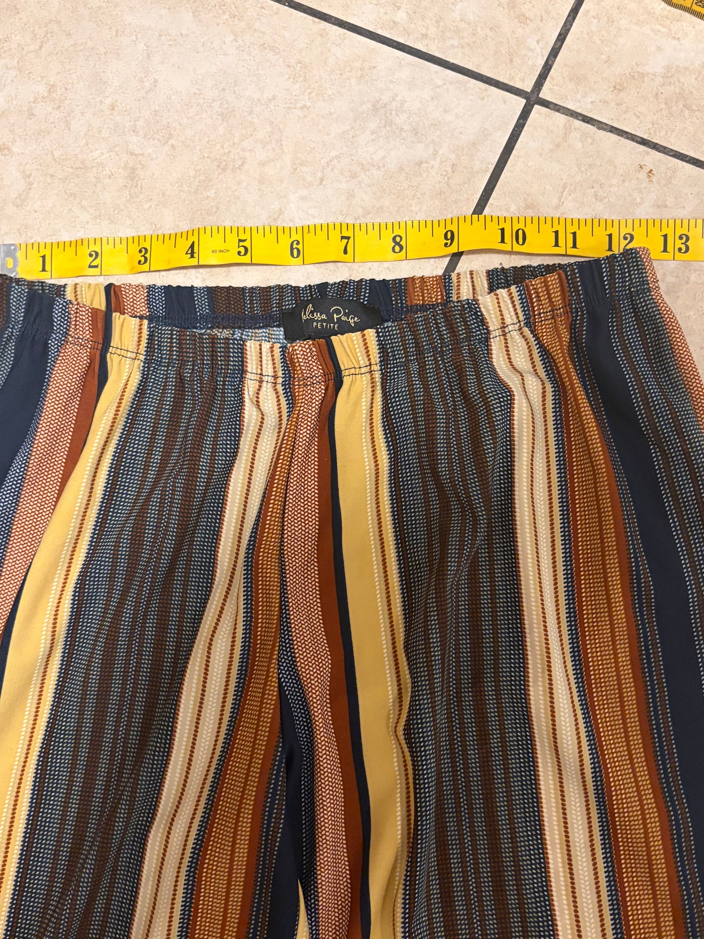 Melissa Paige Petite Boho Striped Wide Leg Pants PS Pull On Festival Y2K