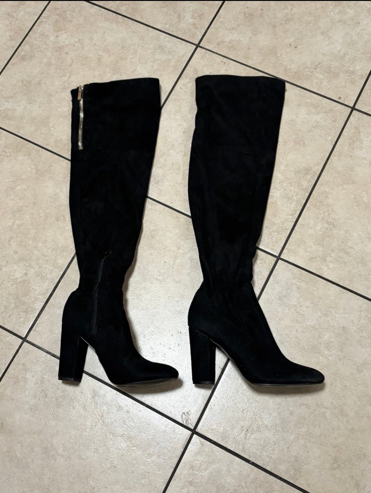 IVANKA TRUMP tall suede Black Over the Knee boots size 7 Preowned EUC