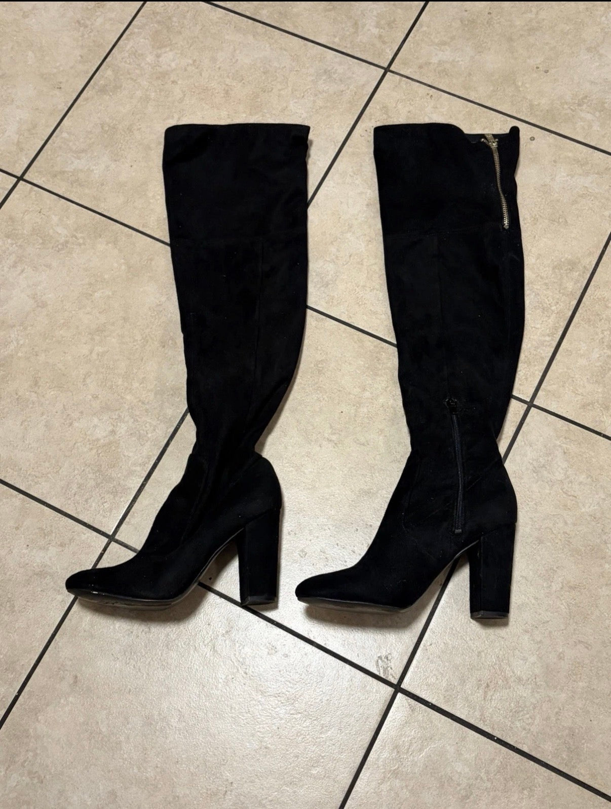 IVANKA TRUMP tall suede Black Over the Knee boots size 7 Preowned EUC
