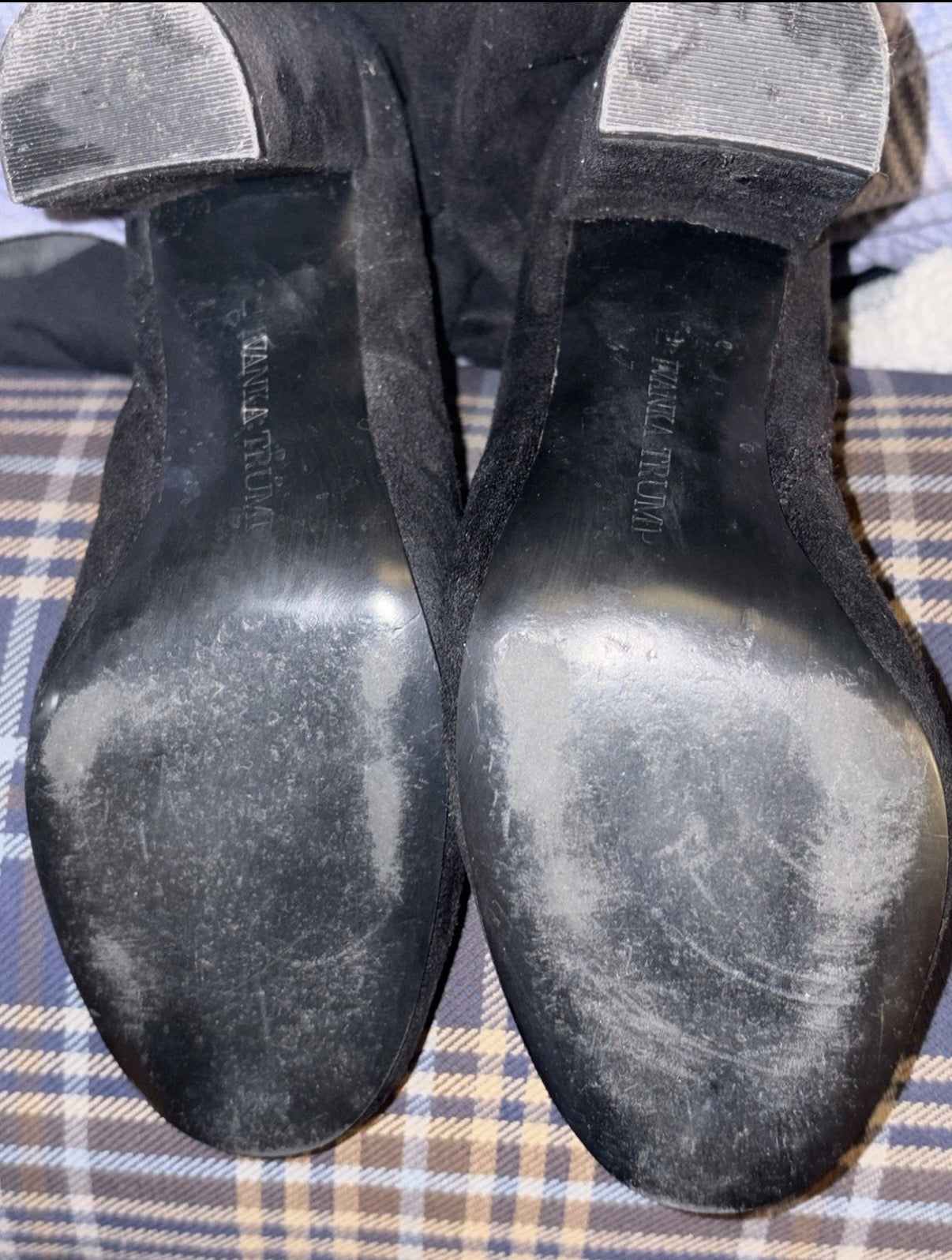 IVANKA TRUMP tall suede Black Over the Knee boots size 7 Preowned EUC