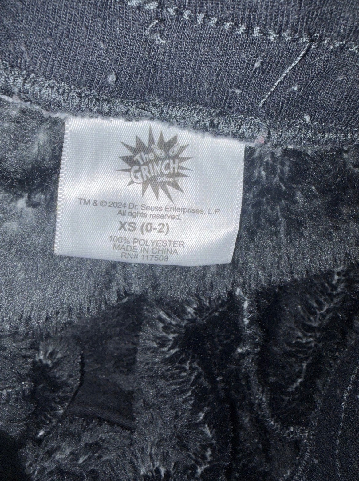 Grinch Plush Lounge Jogger Pants XS Dr Seuss Black Green Fleece Pajama Y2K