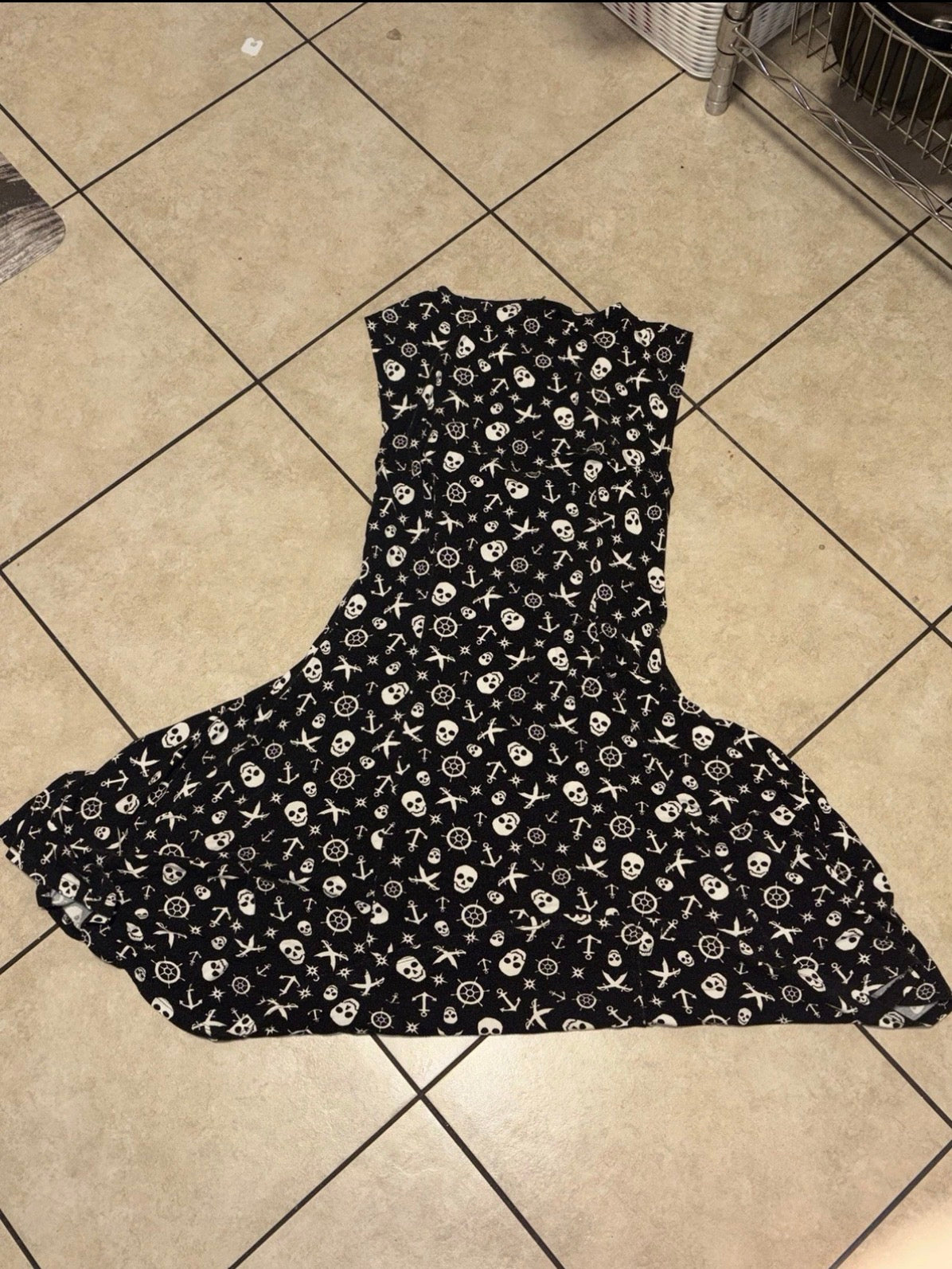 Hot Topic Skull Nautical Goth Dress Small Y2K Emo Alt Fit & Flare