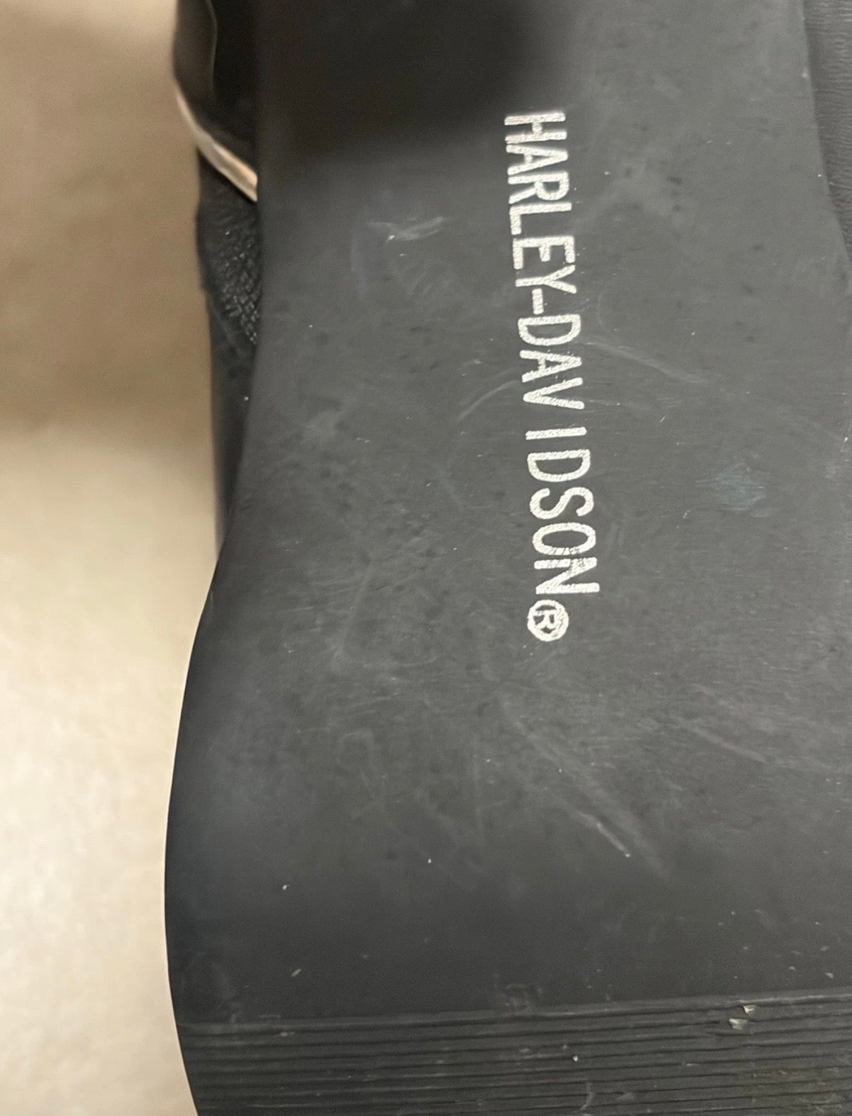 Harley Davidson Women’s Black Leather Heeled Moto Boots Triple Buckle Zip Sz 7.5