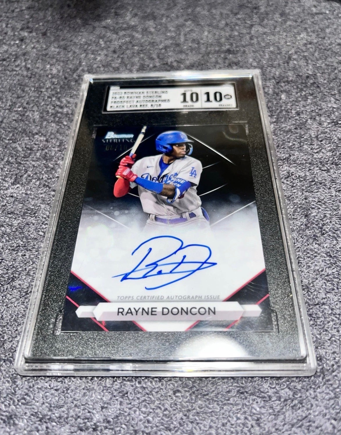 2023 Bowman Sterling Wayne Doncon Prospect Auto Black Lava 8/10 SGC 10 / 10