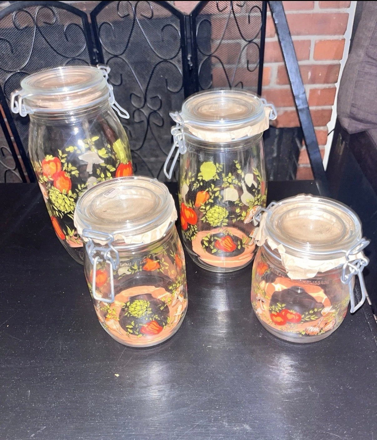 NEW Arc of France Canister Set (4) - Clip Top Jars - Spice of Life Vegetables